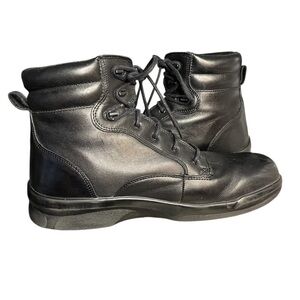 APEX Black Work Boots Biomechanical Lace Up Padded Collar 7 Eyelet Size 12 Wide